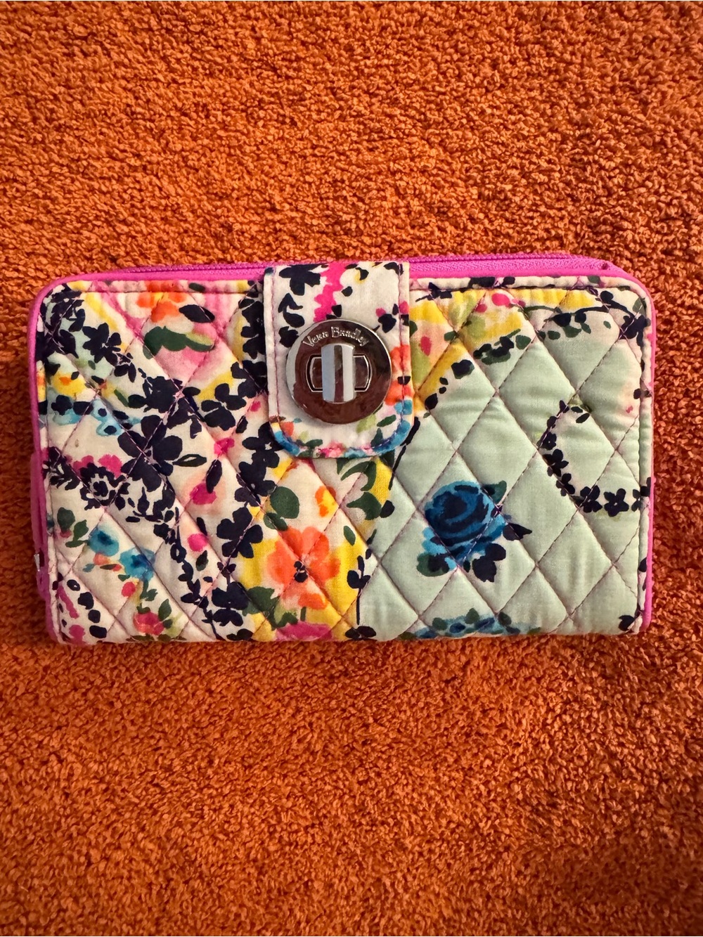 Vera Bradley Wildflower paisley RFID turnlock wallet